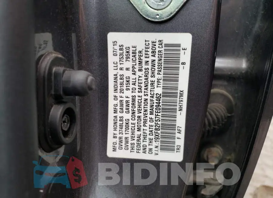 19XFB2F57FE094462 Photo# 12