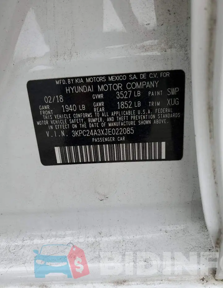 3KPC24A3XJE022085 Photo# 12