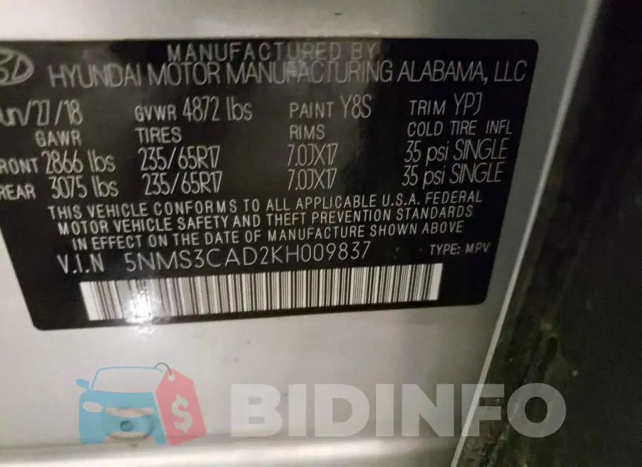 5NMS3CAD2KH009837 Photo# 12