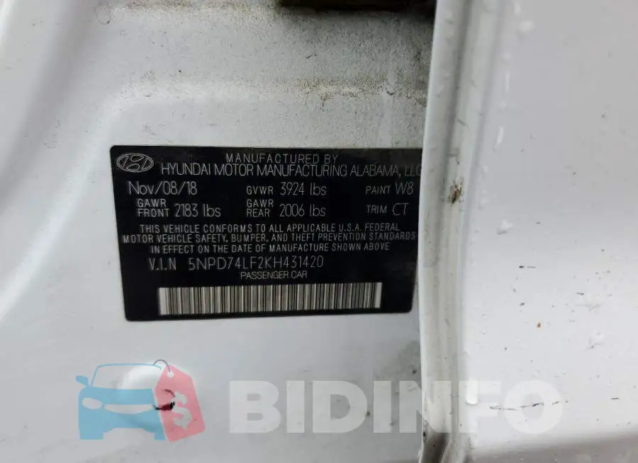 5NPD74LF2KH431420 Photo# 13