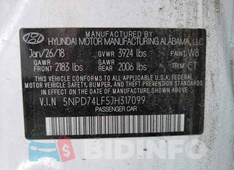 5NPD74LF5JH317099 Photo# 12
