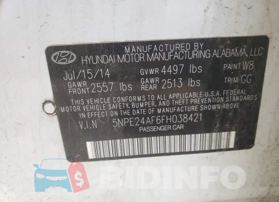 5NPE24AF6FH038421 Photo# 12