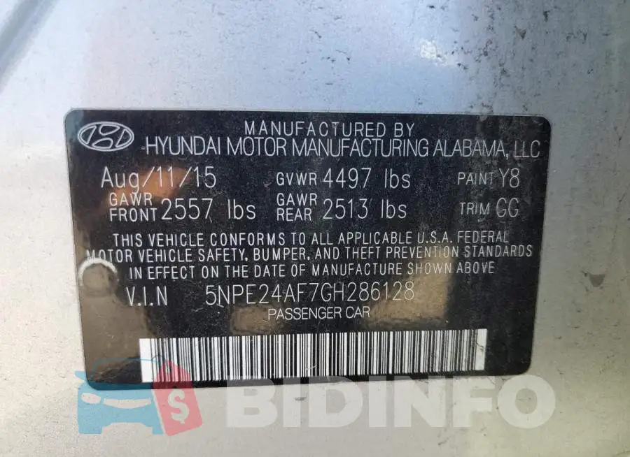 5NPE24AF7GH286128 Photo# 12