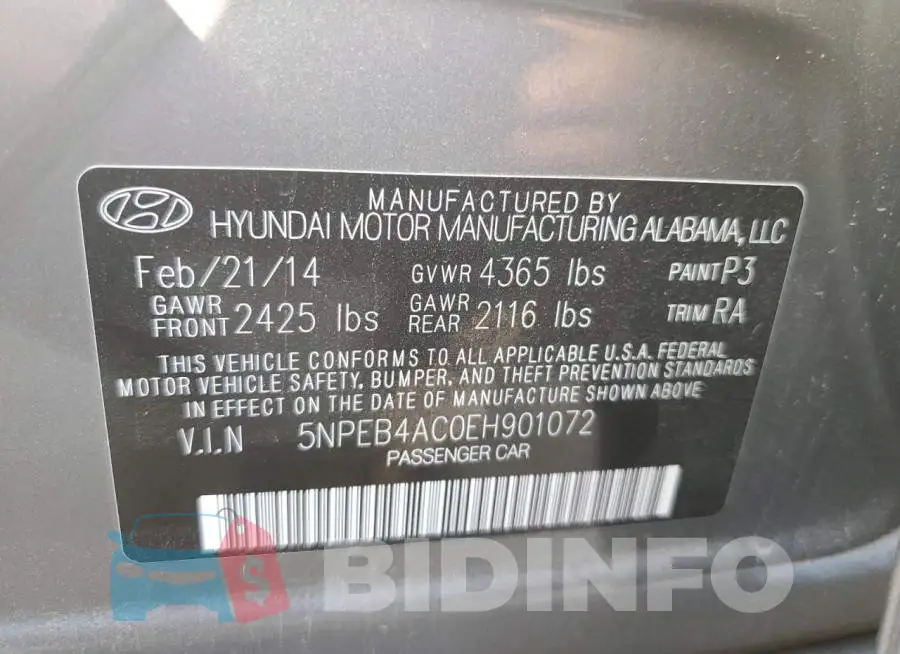 5NPEB4AC0EH901072 Photo# 12