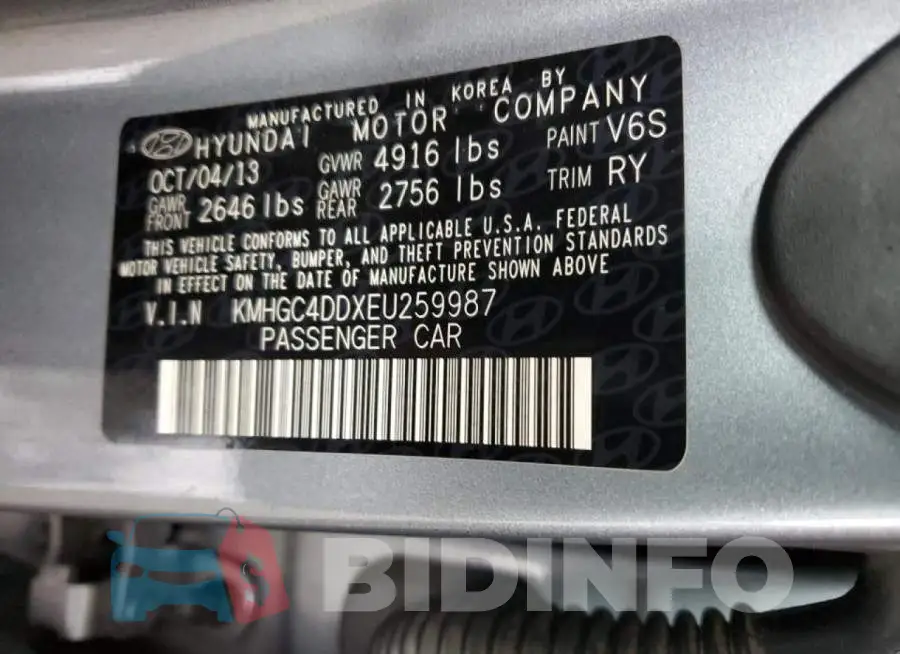 KMHGC4DDXEU259987 Photo# 12