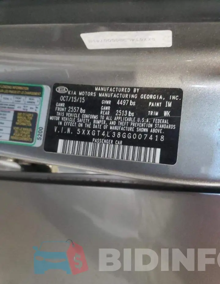 5XXGT4L38GG007418 Photo# 12