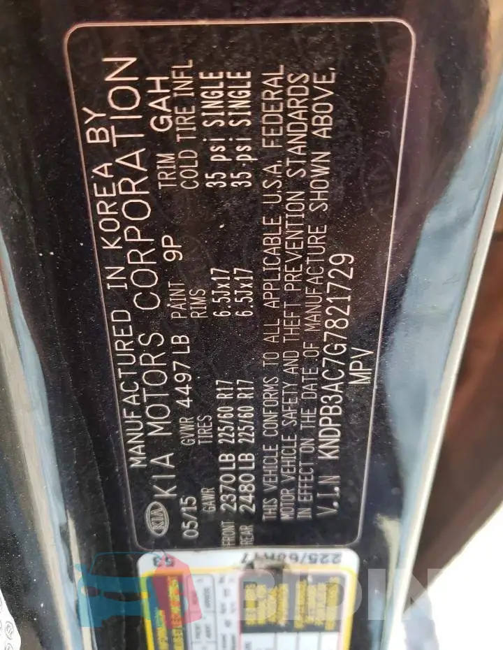 KNDPB3AC7G7821729 Photo# 10