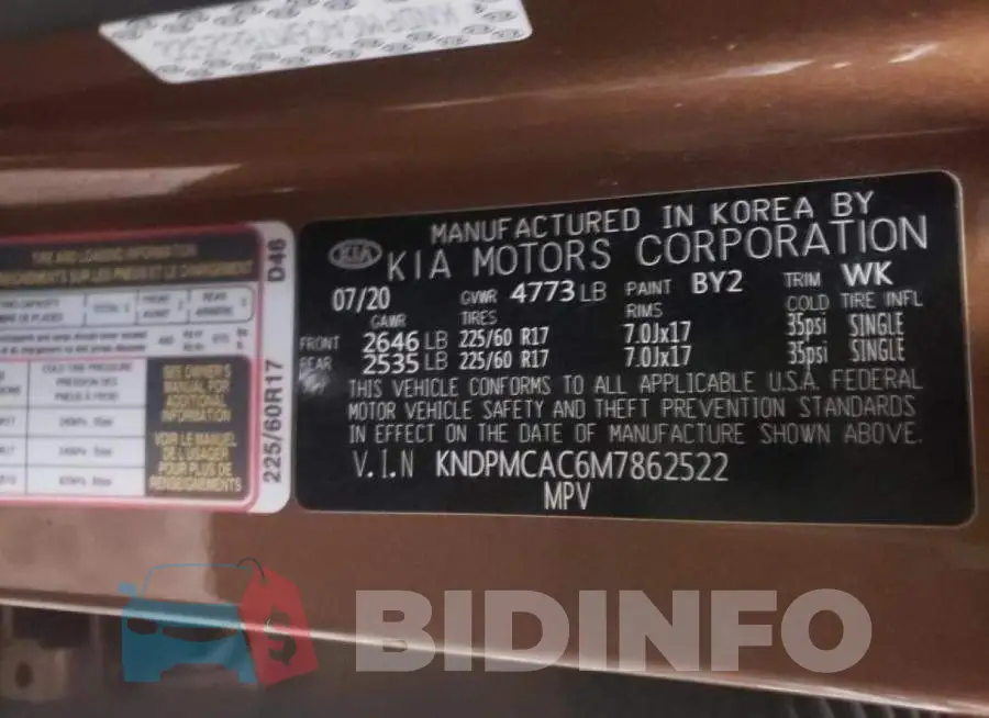 KNDPMCAC6M7862522 Photo# 13