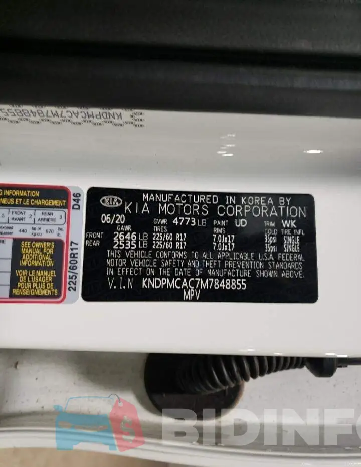 KNDPMCAC7M7848855 Photo# 13