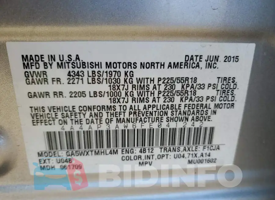 4A4AP3AW6FE041242 Photo# 12