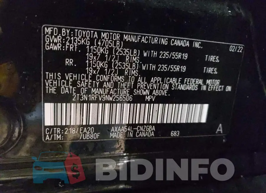 2T3N1RFV9NW256506 Photo# 13