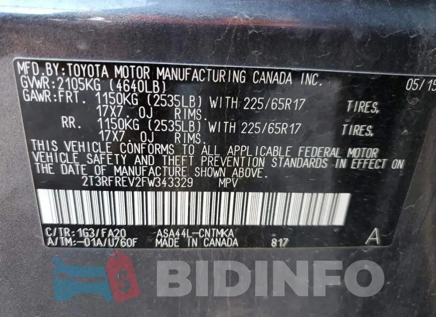 2T3RFREV2FW343329 Photo# 13