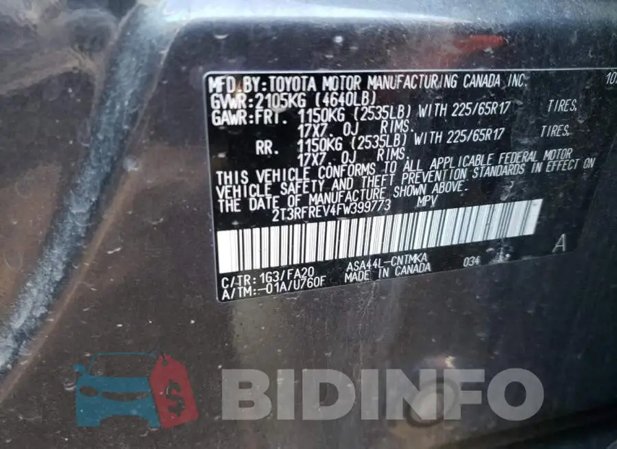 2T3RFREV4FW399773 Photo# 13