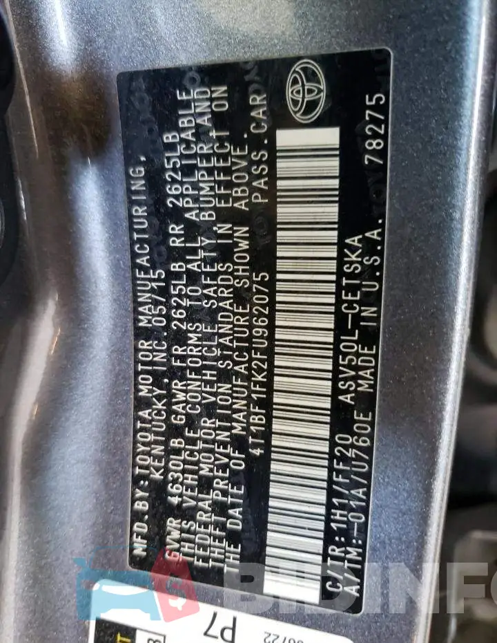 4T1BF1FK2FU962075 Photo# 12
