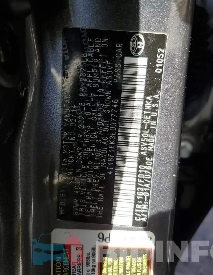 4T1BF1FK3EU377746 Photo# 12