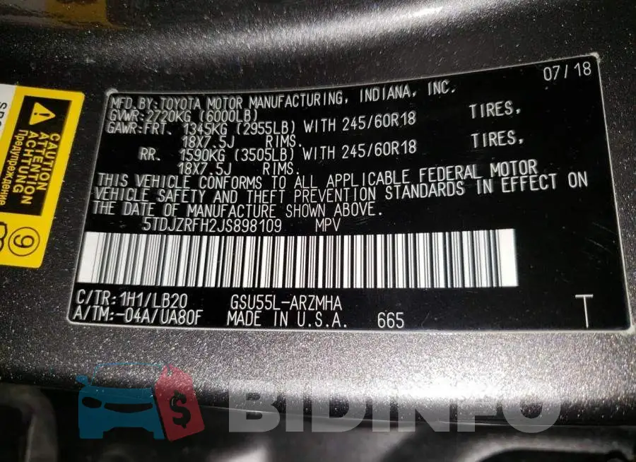 5TDJZRFH2JS898109 Photo# 13
