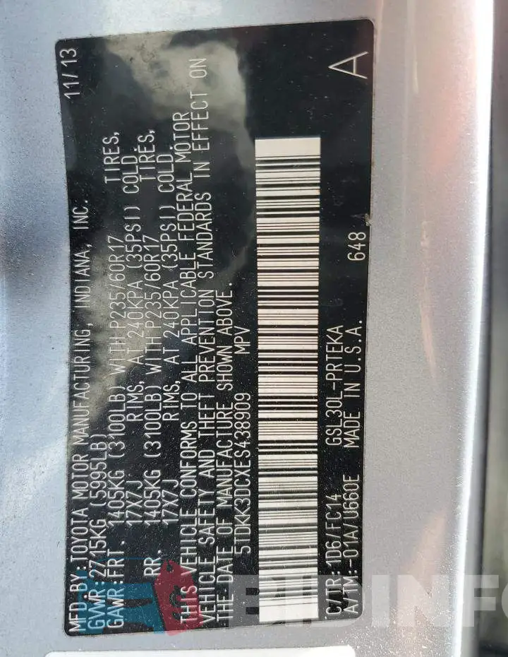 5TDKK3DCXES438909 Photo# 13