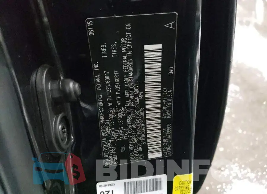 5TDYK3DC1FS630876 Photo# 13