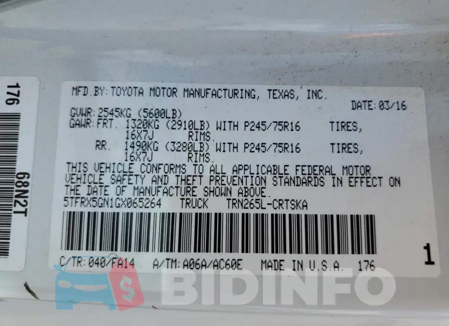 5TFRX5GN1GX065264 Photo# 10