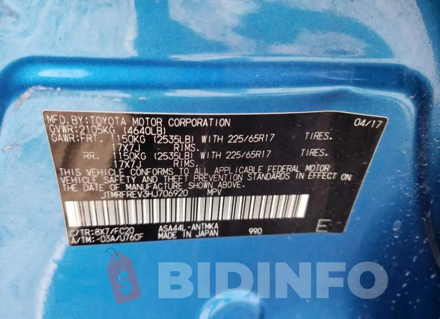 JTMRFREV3HJ706920 Photo# 13