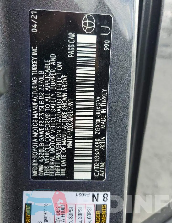 NMTKHMBX8MR127891 Photo# 12