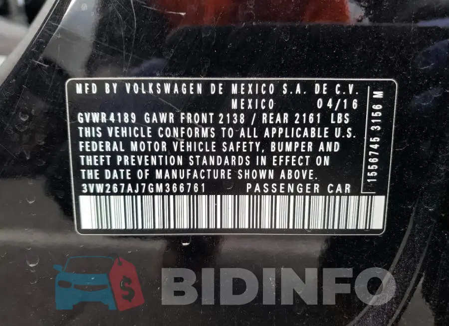 3VW267AJ7GM366761 Photo# 12