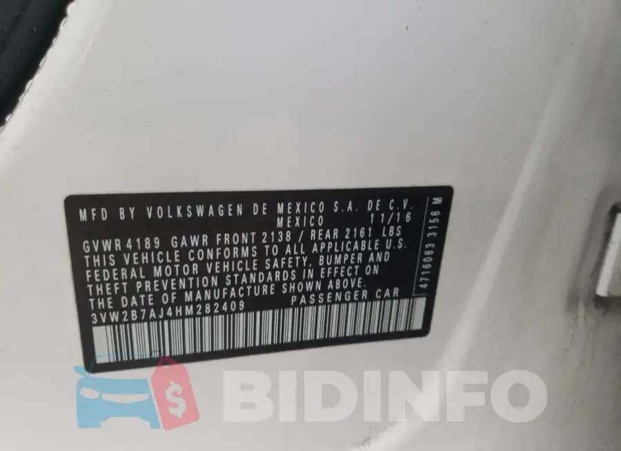 3VW2B7AJ4HM282409 Photo# 13