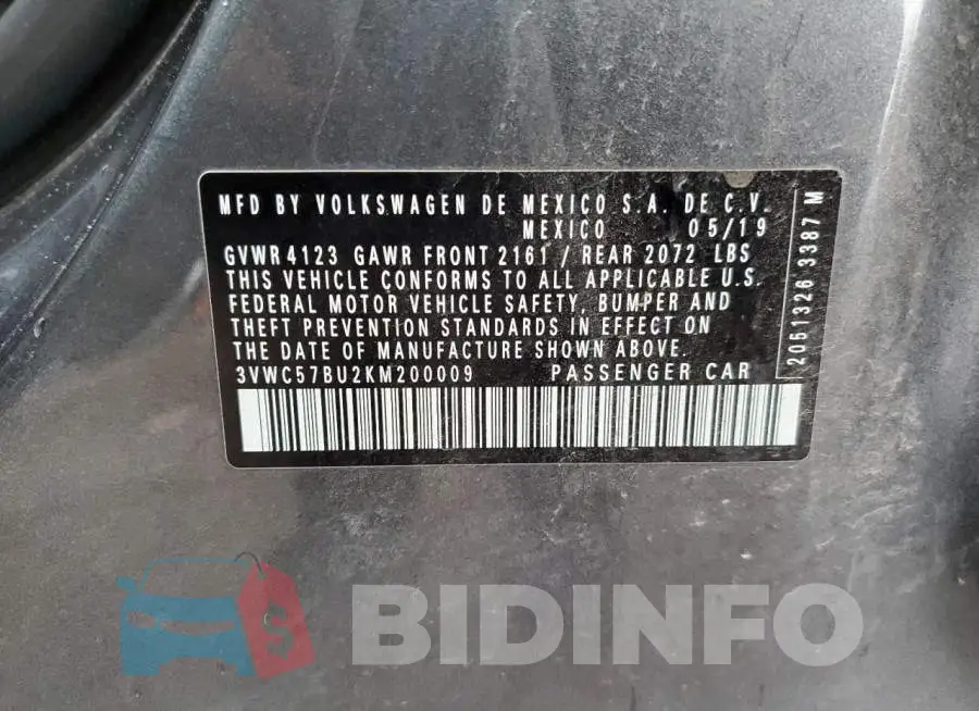 3VWC57BU2KM200009 Photo# 10