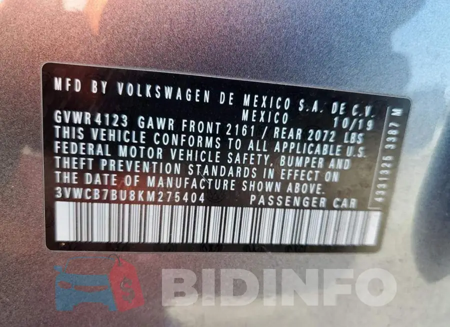 3VWCB7BU8KM275404 Photo# 12