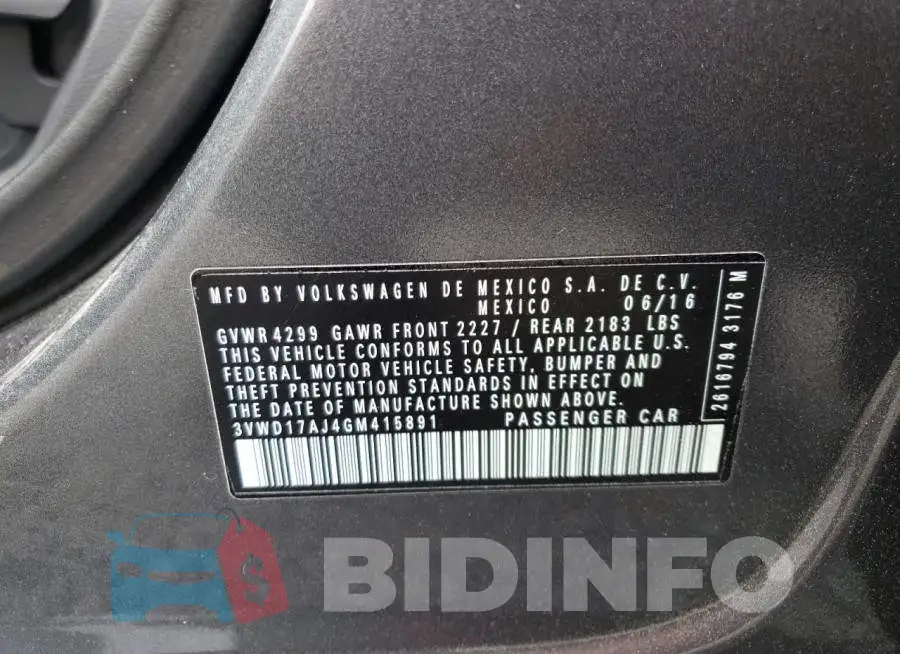 3VWD17AJ4GM415891 Photo# 12
