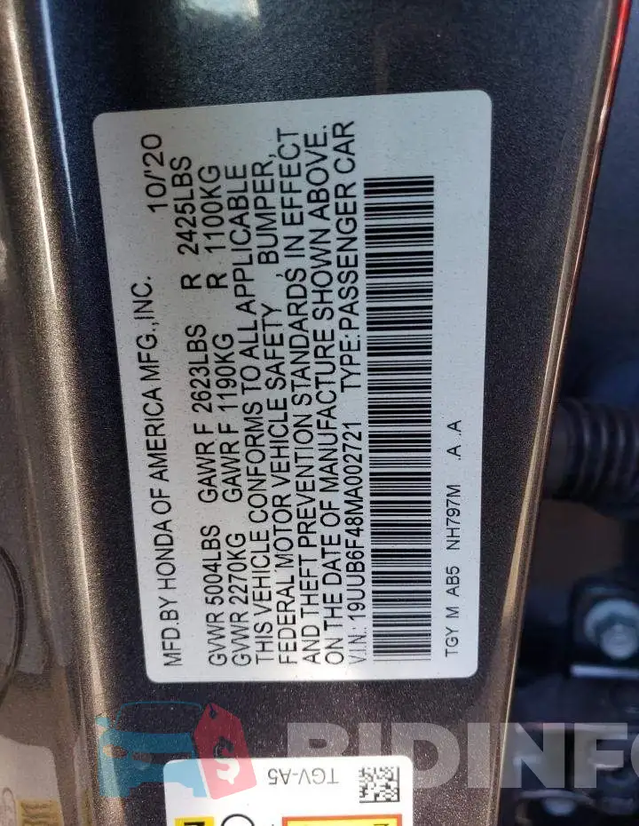 19UUB6F48MA002721 Photo# 12