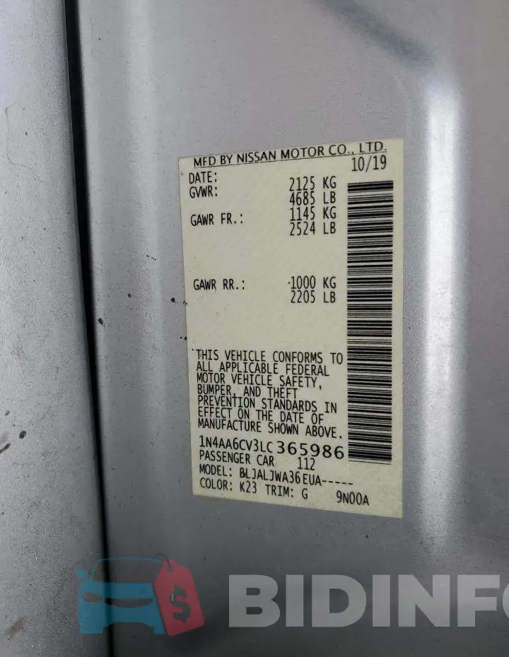 1N4AA6CV3LC365986 Photo# 13