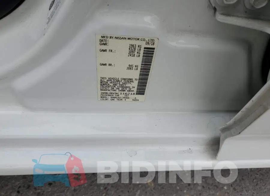 1N4BL4BV3KC116218 Photo# 12