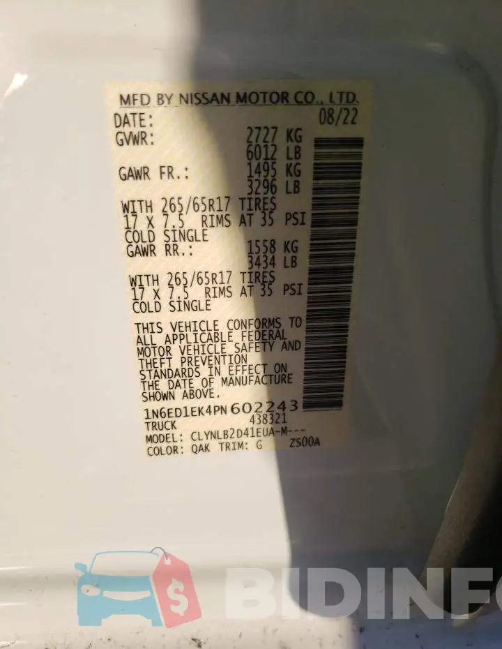1N6ED1EK4PN602243 Photo# 12