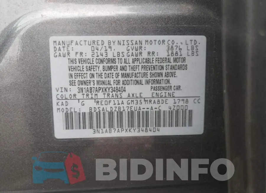 3N1AB7APXKY348404 Photo# 12