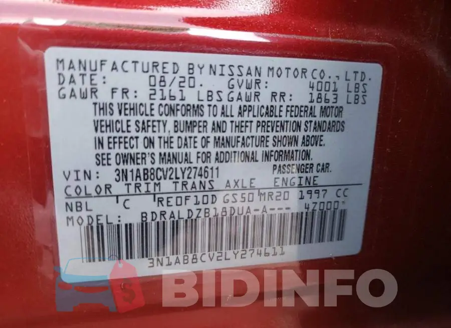 3N1AB8CV2LY274611 Photo# 12