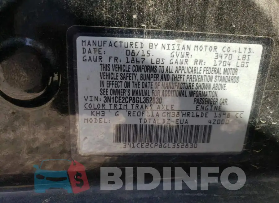 3N1CE2CP8GL352830 Photo# 13