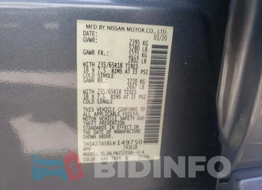 5N1AZ2AS6LN149750 Photo# 13