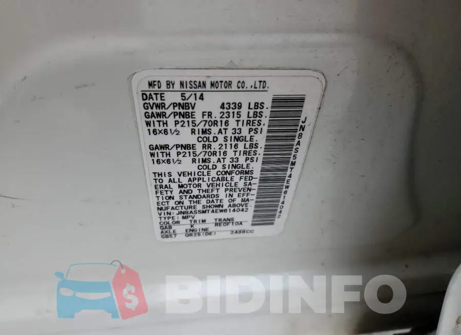 JN8AS5MT4EW614042 Photo# 14