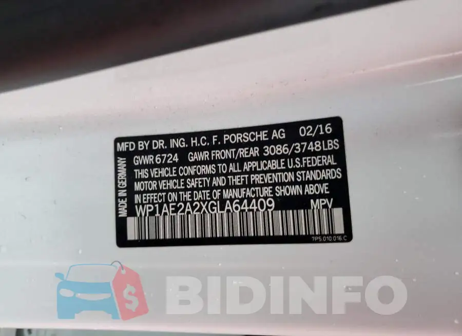 WP1AE2A2XGLA64409 Photo# 12