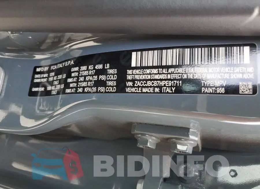 ZACCJBCB7HPE91711 Photo# 13