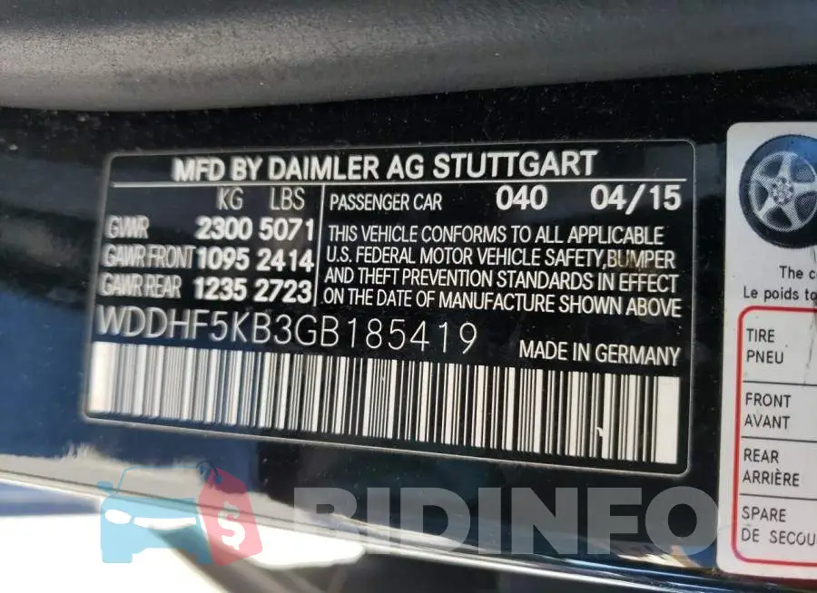 WDDHF5KB3GB185419 Photo# 13