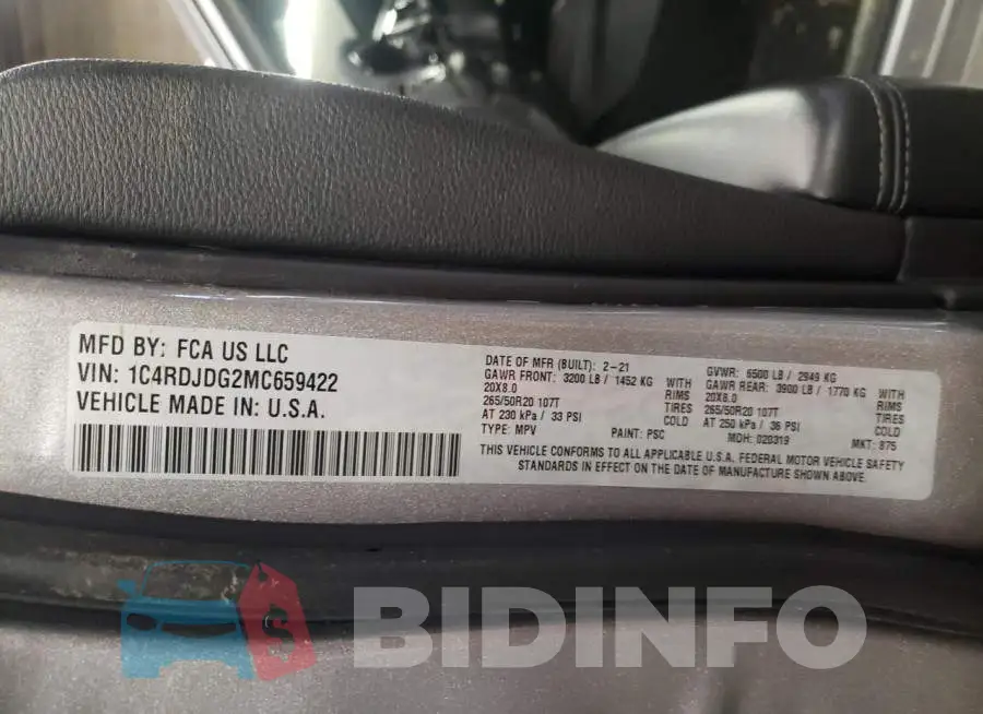 1C4RDJDG2MC659422 Photo# 14