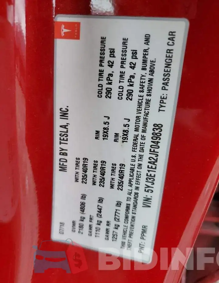 5YJ3E1EA2JF049838 Photo# 12