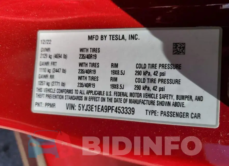 5YJ3E1EA9PF453339 Photo# 12