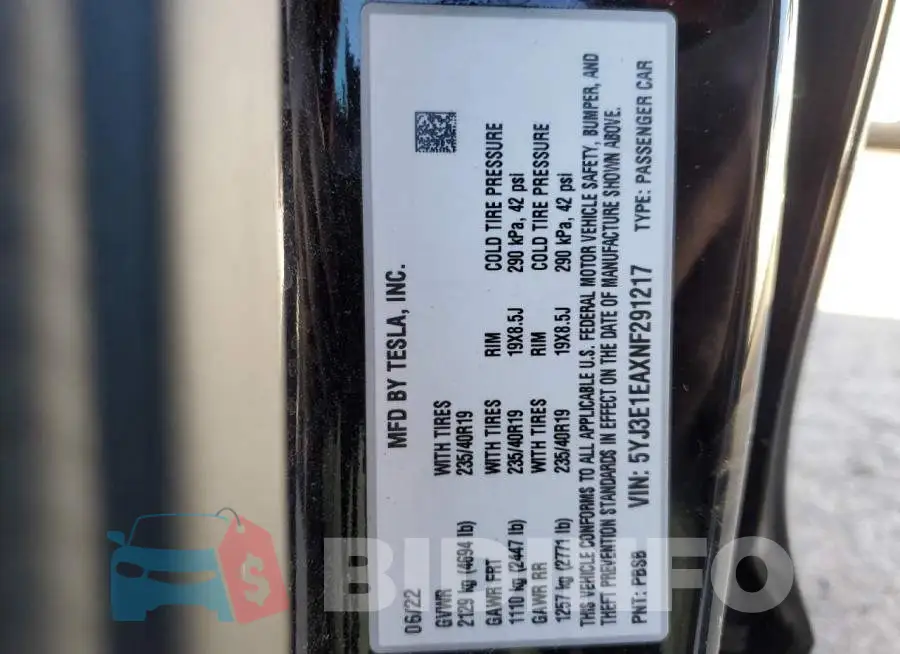 5YJ3E1EAXNF291217 Photo# 12