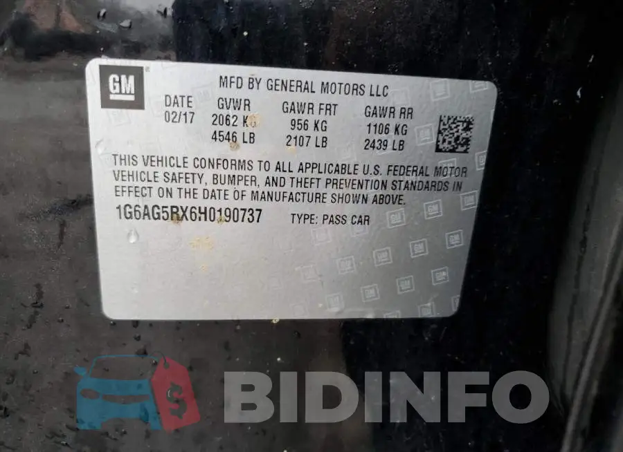 1G6AG5RX6H0190737 Photo# 12