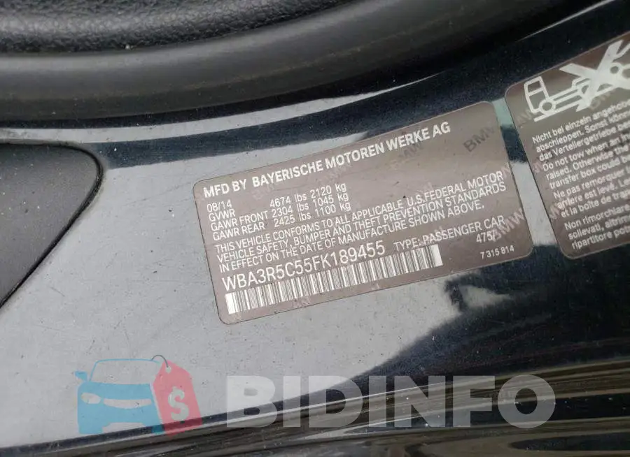 WBA3R5C55FK189455 Photo# 12