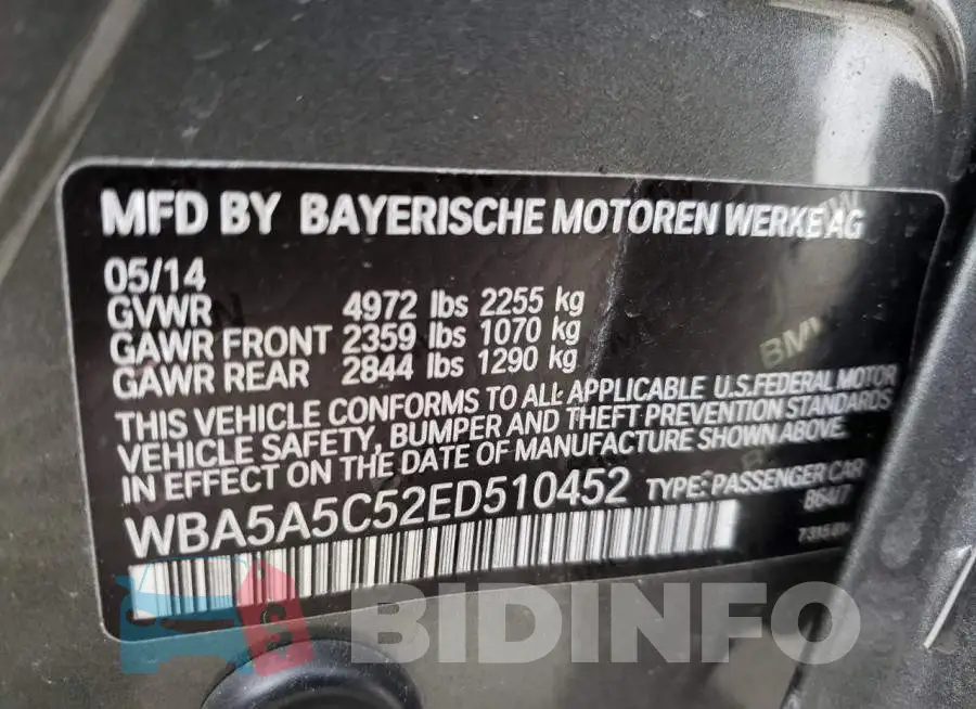 WBA5A5C52ED510452 Photo# 12