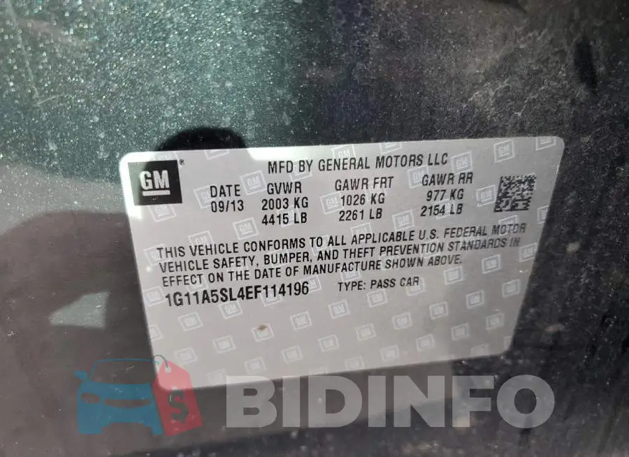1G11A5SL4EF114196 Photo# 12